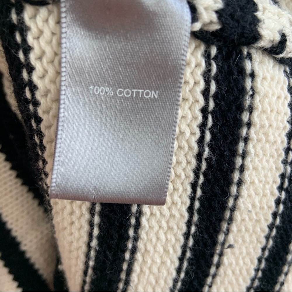 Marled Black and White Crew Neck Sweater‎ with Nautical Stripes Size M - Picture 11 of 12